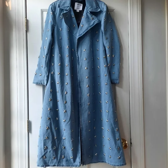 Free People x Understated Star Studded Denim Trench New - Picture 6 of 9